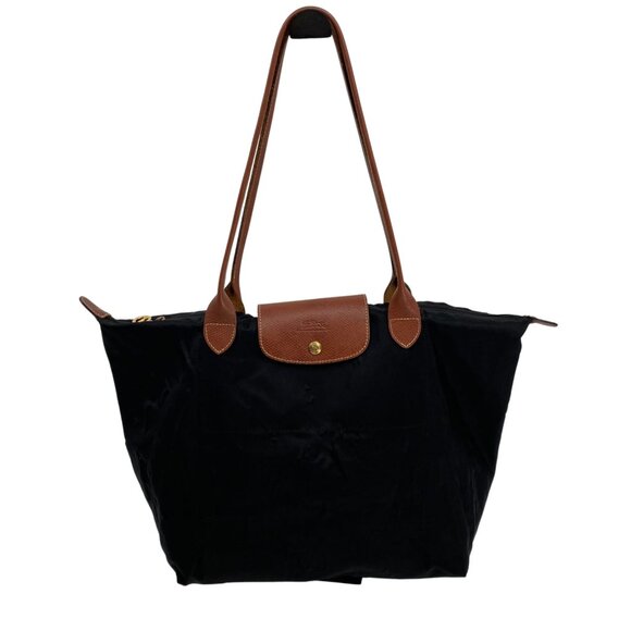 Longchamp Black Nylon Leather Shoulder Bag | Large Size - Picture 1 of 8